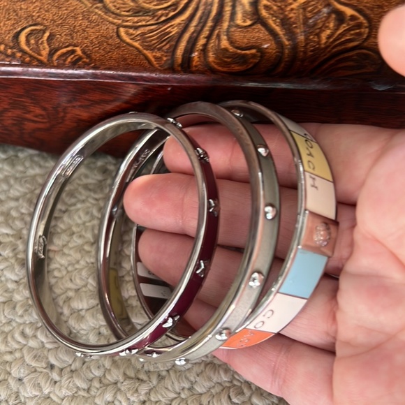 Set of 3 Silver Toned Coach bangle bracelets - Picture 7 of 9